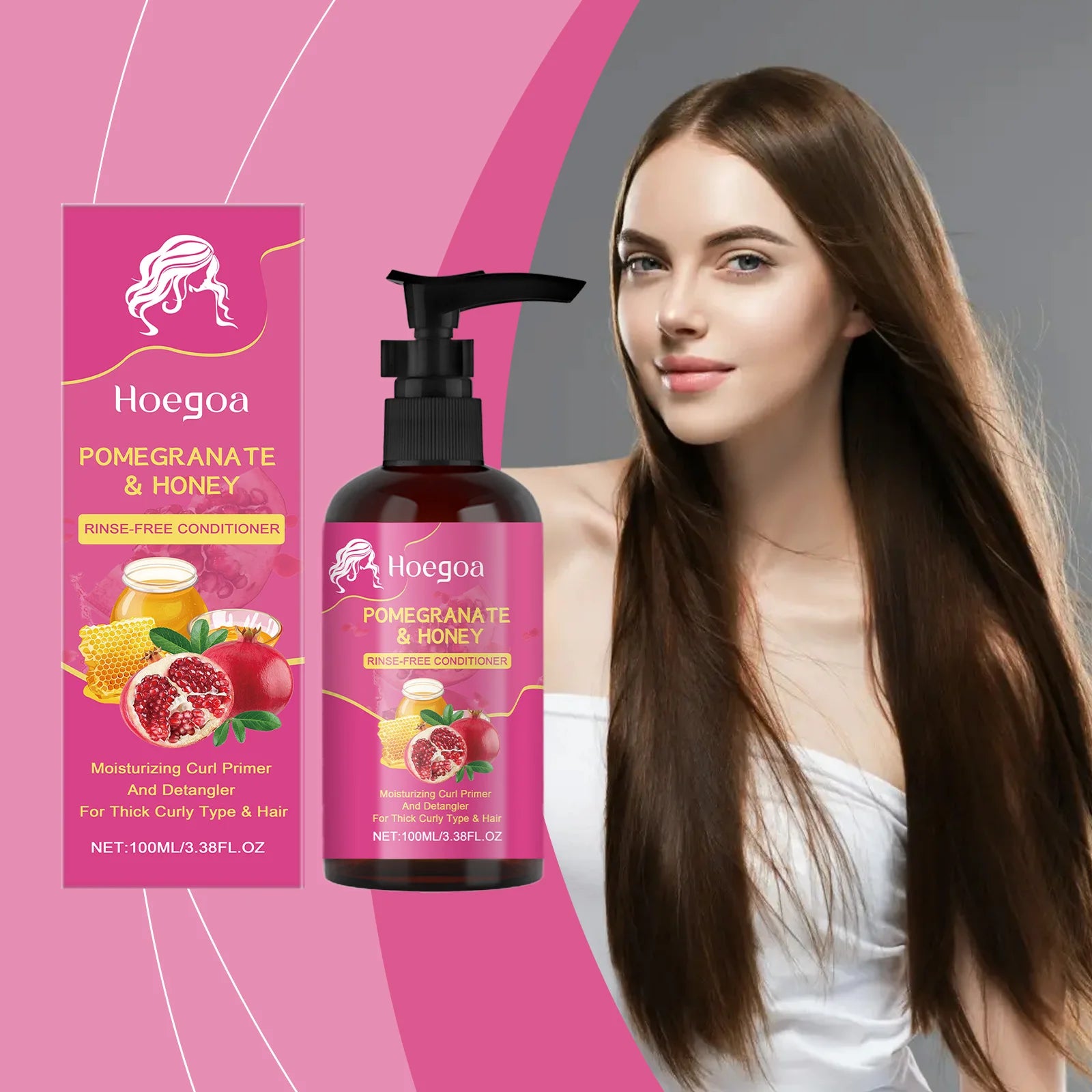 Pomegranate and Honey Leave-In Conditioner Treatment Nourishing Dry Damaged Hair Moisturizing Frizz Enhancing for All Hair Types Peaceful Pleasures Health and Wellness