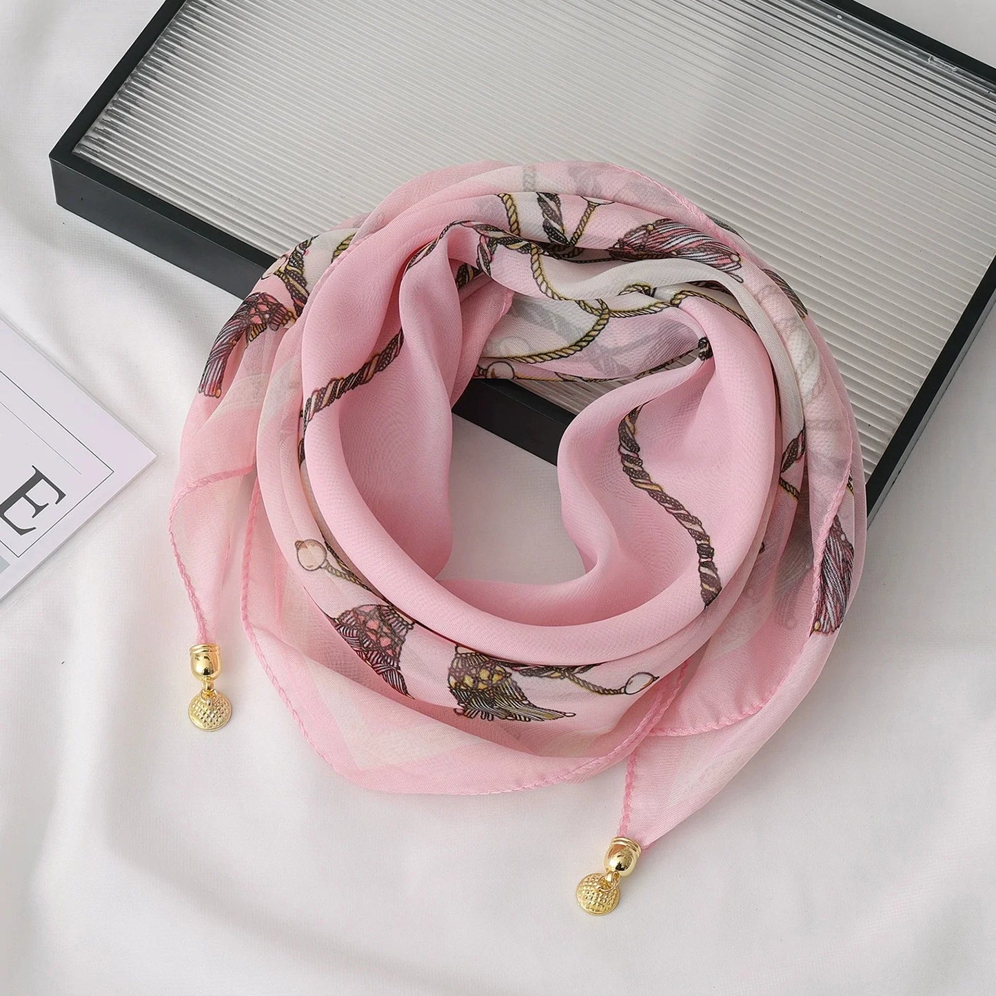 Women's Lightweight Chiffon Satin Scarf – Hair Wrap & Neck Cover Chiffon Head Scarf Peaceful Pleasures Health and Wellness Pink