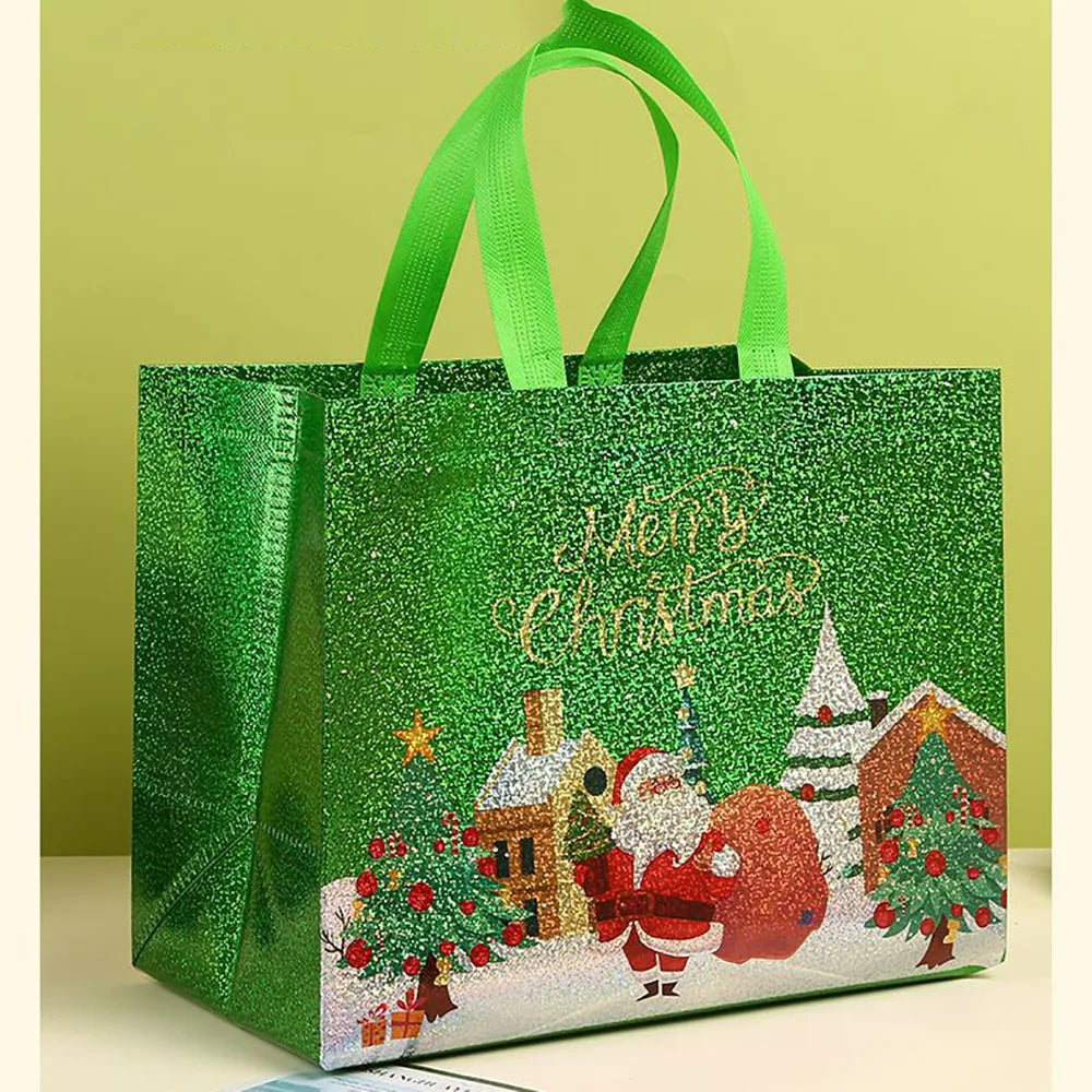 Christmas Non-Woven Tote Gift Bag | Santa & Xmas Tree