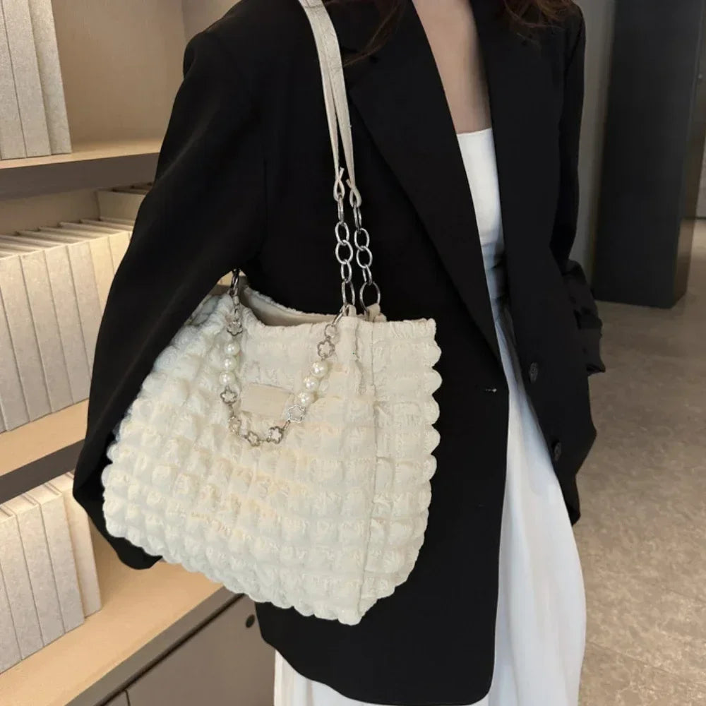 Underarm Pleated Bubble Single-shoulder Bag for Women Large-capacity Casual and Stylish Tote Bag Fashionable Women's Handbags Peaceful Pleasures Health and Wellness
