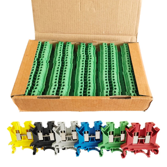 10/50/100PCS UK2.5B DIN Rail Terminal Block Screw Clamp Connector UK2.5 2.5mm² Cable Electrical Connector Peaceful Pleasures Health and Wellness