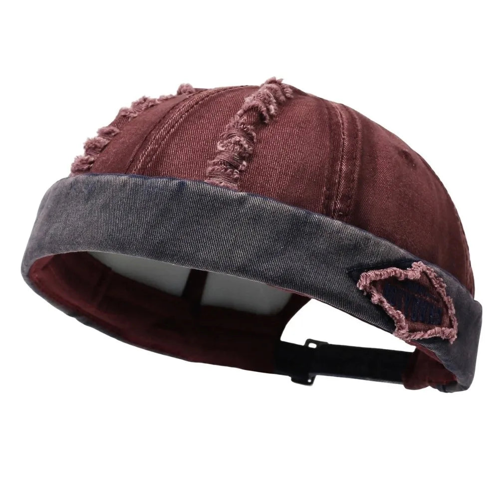 Distressed Skullcap Hat – Streetwear Hip Hop Sun Cap Unisex