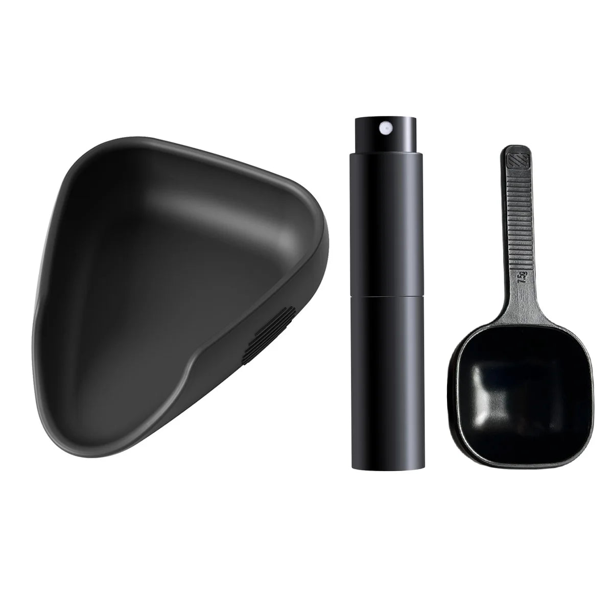 Silicone Coffee Bean Dosing Cup + Sprayer Gift Set, Spoon for Tea Spoons Stirrers, Espresso Coffee Bar Accessories & Essentials Peaceful Pleasures Health and Wellness black