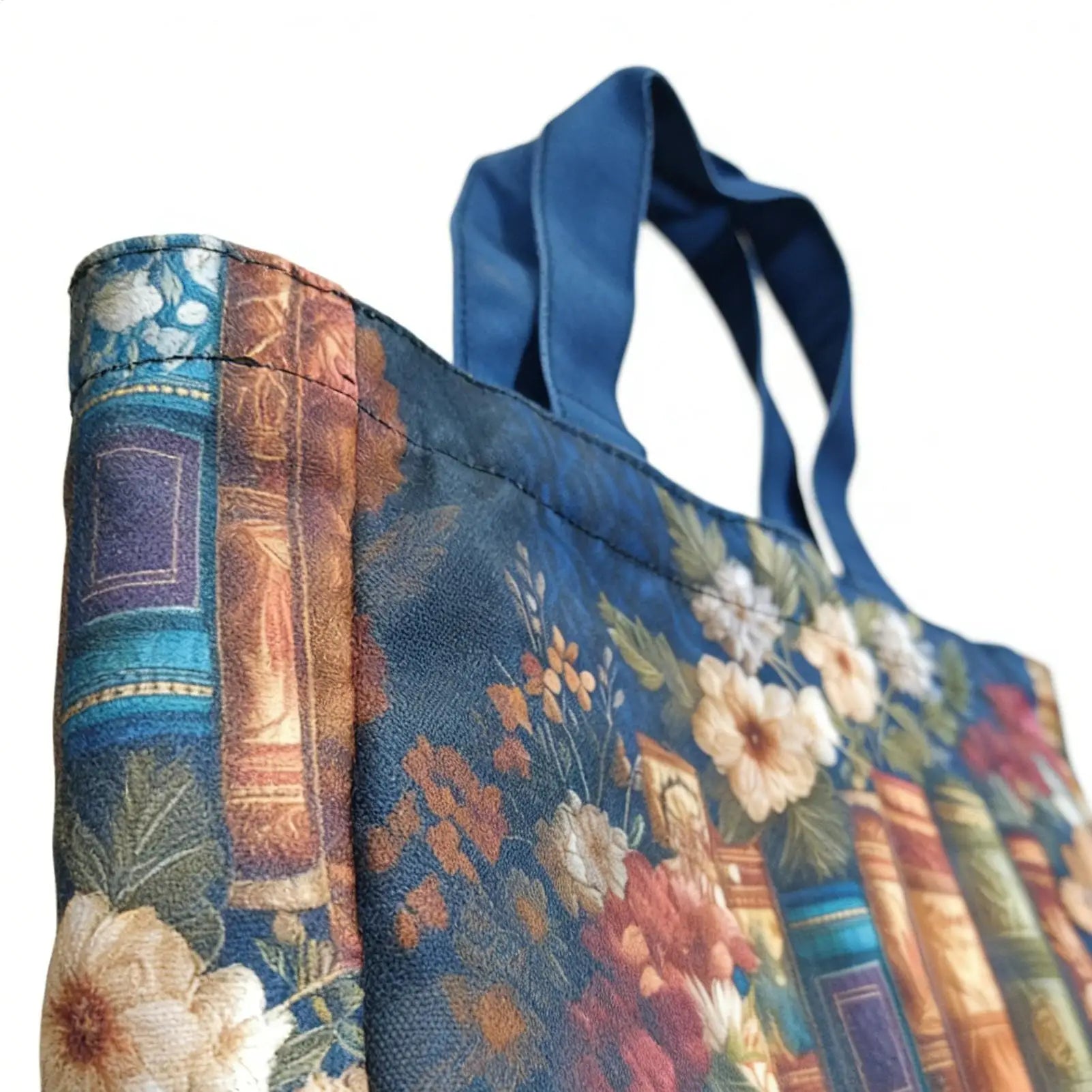 Large Floral Quilted Canvas Tote Bag | Reusable & Foldable Quilted Canvas Tote Peaceful Pleasures Health and Wellness