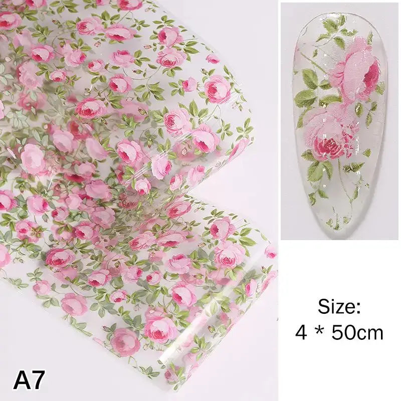 1Pcs Flower Nail Transfer Foils Stickers for Nail Art Peaceful Pleasures Health and Wellness A7