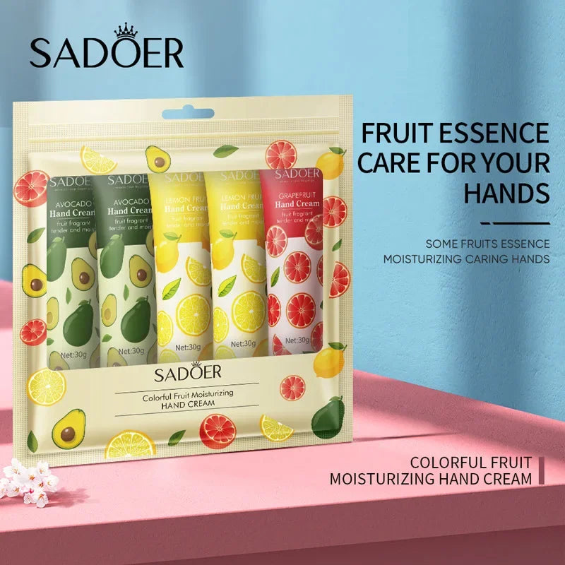 SADOER 5-Pc Fruit Plant Hand Cream Set | Moisturizing Lotion