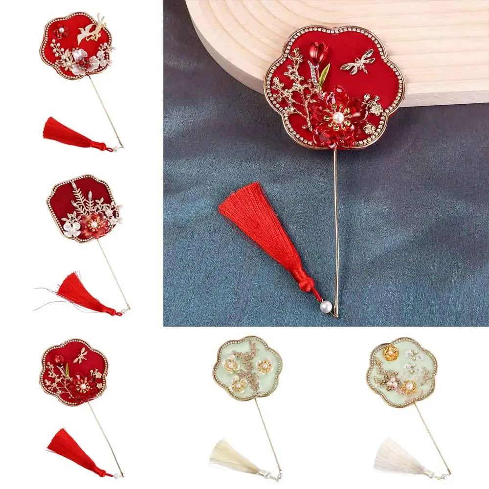 Vintage Chinese Silk Fan with Tassels & Pendant | Bridal Wedding