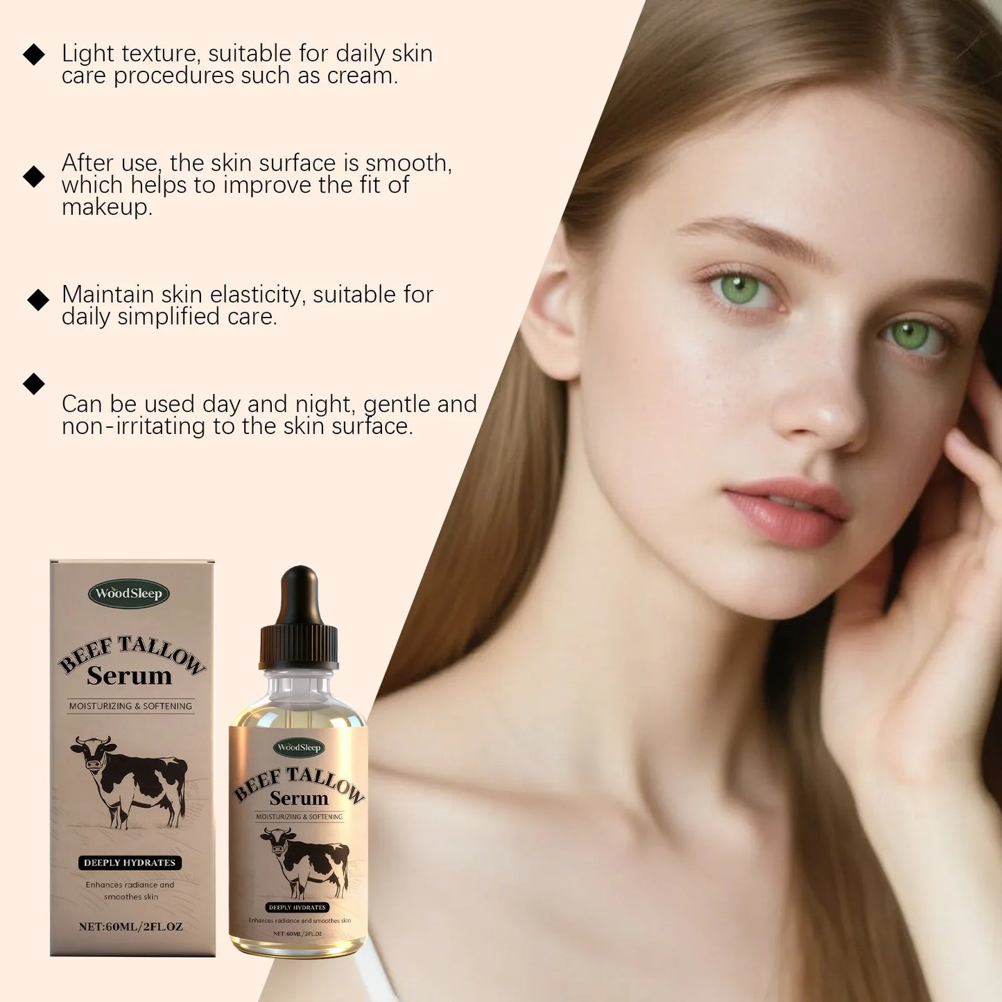 WOODSLEEP Beef Tallow Face Serum – Hydrating & Brightening
