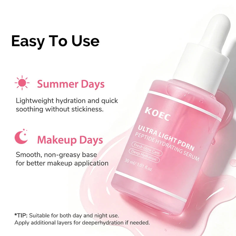 Ultra Light Pdrn Peptide Salmon Serum 30ml Deep Hydrating Pink Facial Essence Improves Dull Dry Skin Moisturizing Face Serum Peaceful Pleasures Health and Wellness