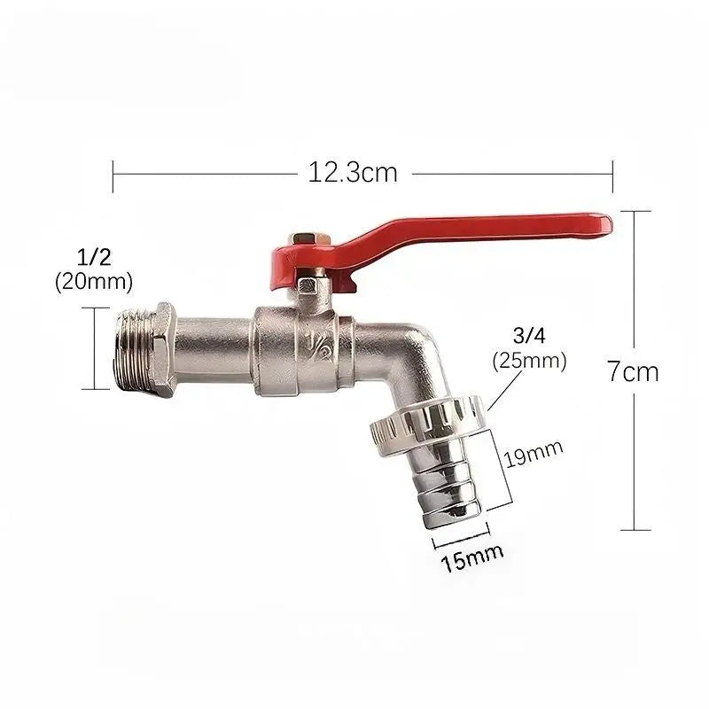 1pc Garden Watering Garden Irrigation Accessory 1/2x3/4 Lever Water Tap Zinc Alloy With Red Handle Faucet Adapter Hose Plug Peaceful Pleasures Health and Wellness