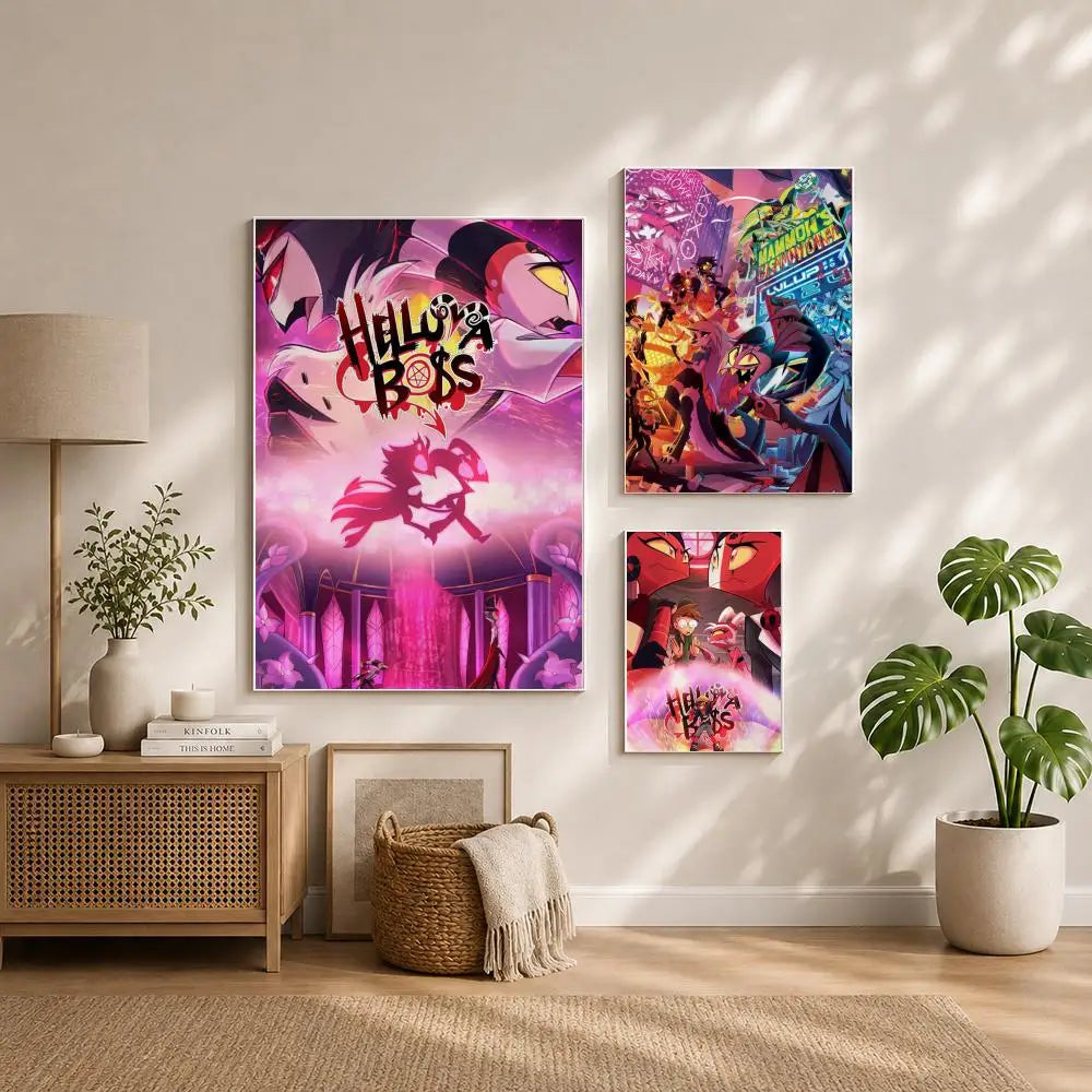 Animation H-Hazbin HotelS Poster HD Self Adhesive Waterproof Wall Art Ideal for Home Office Dorm Bedroom Great Gift Peaceful Pleasures Health and Wellness