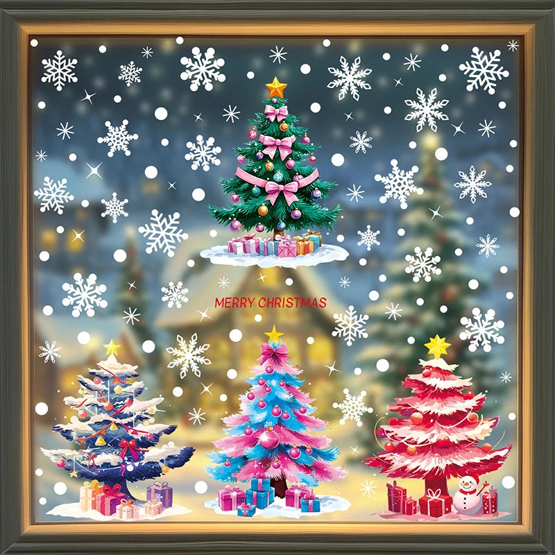 Christmas Window Clings – Tree, Snowman & Snowflake Decals