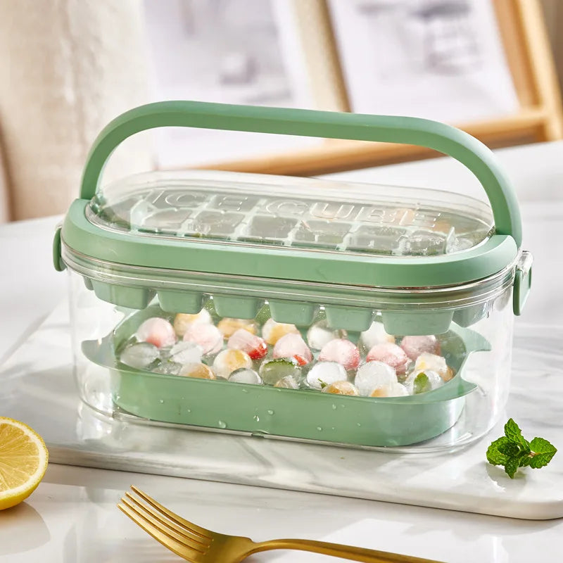 Silicone Ice Cube Tray with Lid and Storage Bin Ice Ball Maker Mold Reusable 2 Layers Plastic Mini Round Ice Ball Maker Mold Peaceful Pleasures Health and Wellness