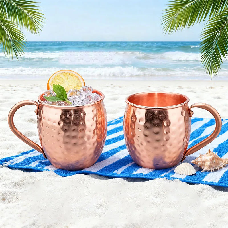 100% Copper Moscow Mule Mug Durable Coppery Beer Mugs 12OZ Coffee Mug Milk Cup Pure Copper Bar Cup Drinkware Peaceful Pleasures Health and Wellness
