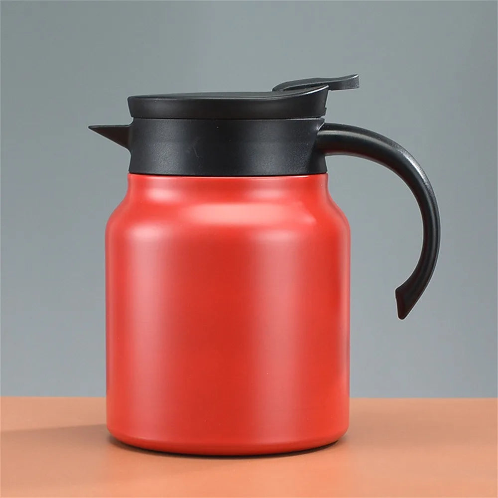 Simple Stainless Steel Tea Pot 1000ml Large Capacity Stewing Teapot Coffee Pot for Home Use Peaceful Pleasures Health and Wellness Red