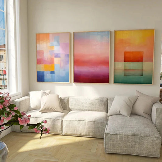 3-Piece Rothko Abstract Canvas Wall Art | Modern Home Decor Abstract Canvas Print Peaceful Pleasures Health and Wellness G5359-3pcs 30x40cm Unframed