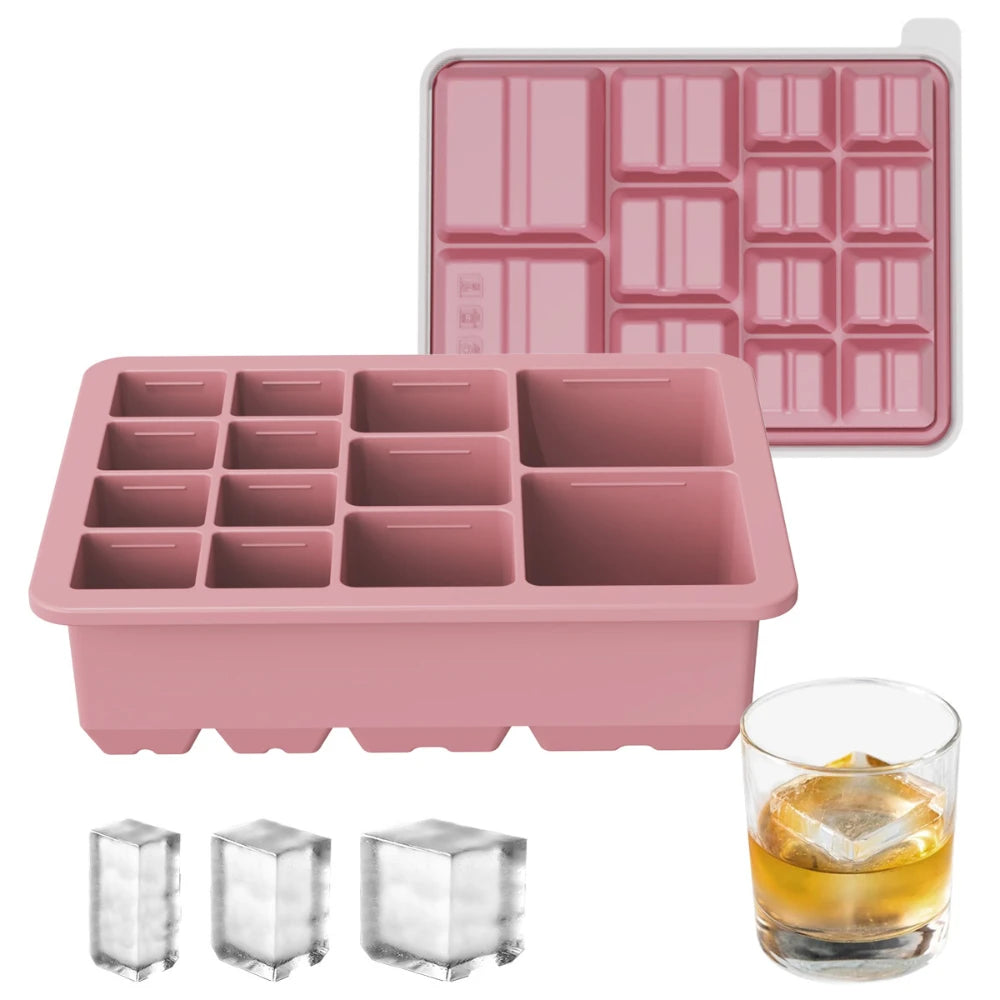13-Grid Extra Large Silicone Freezer Tray with Lid | Food Storage