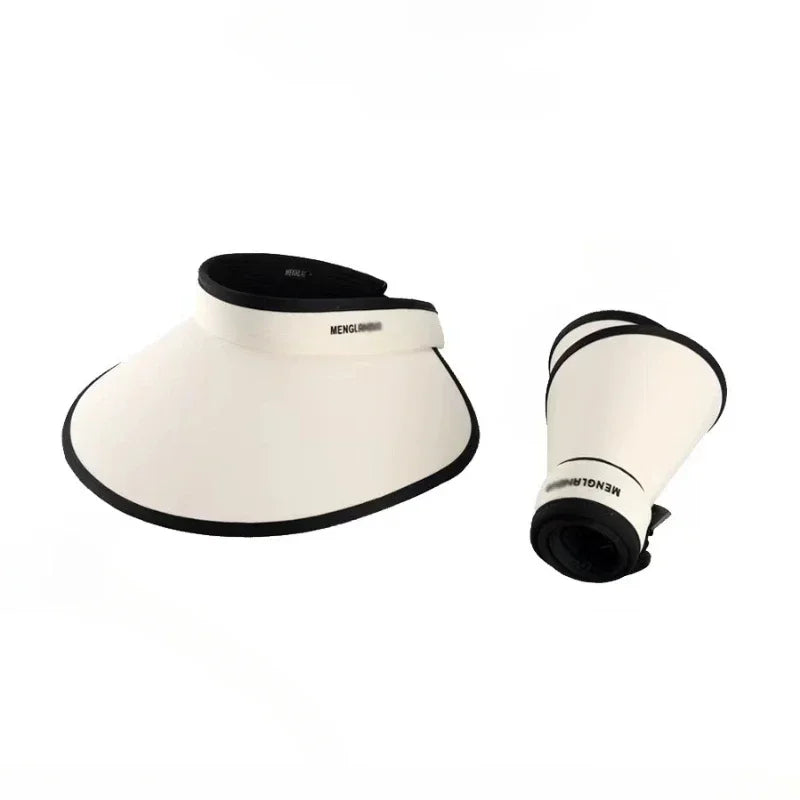 Women's Wide Brim Open Top UV Visor Sun Hat – Foldable UV Visor Sun Hat Peaceful Pleasures Health and Wellness White B