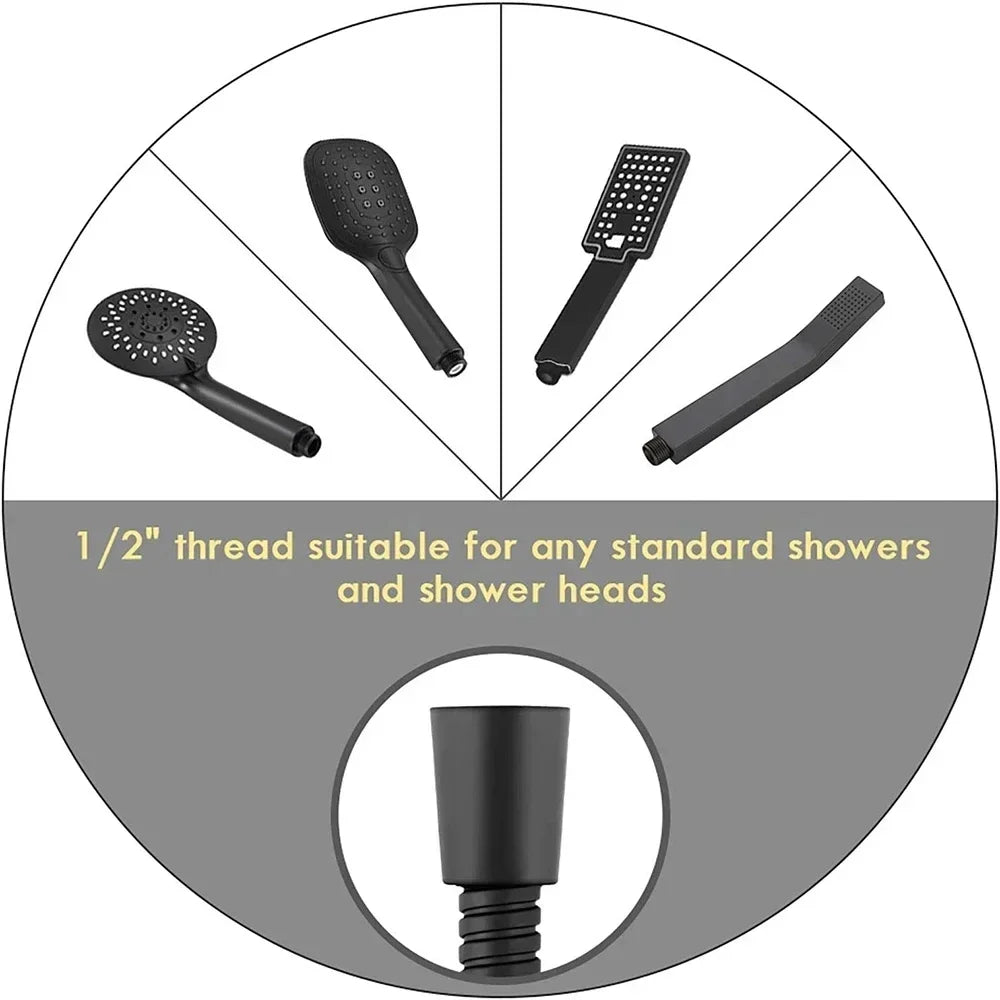 Garden Water Hose Black Pipe 1.5/2M Flexible Pull Extension Pipes Shower Accessories New SUS304 Bathroom Extendable Hoses Home Peaceful Pleasures Health and Wellness