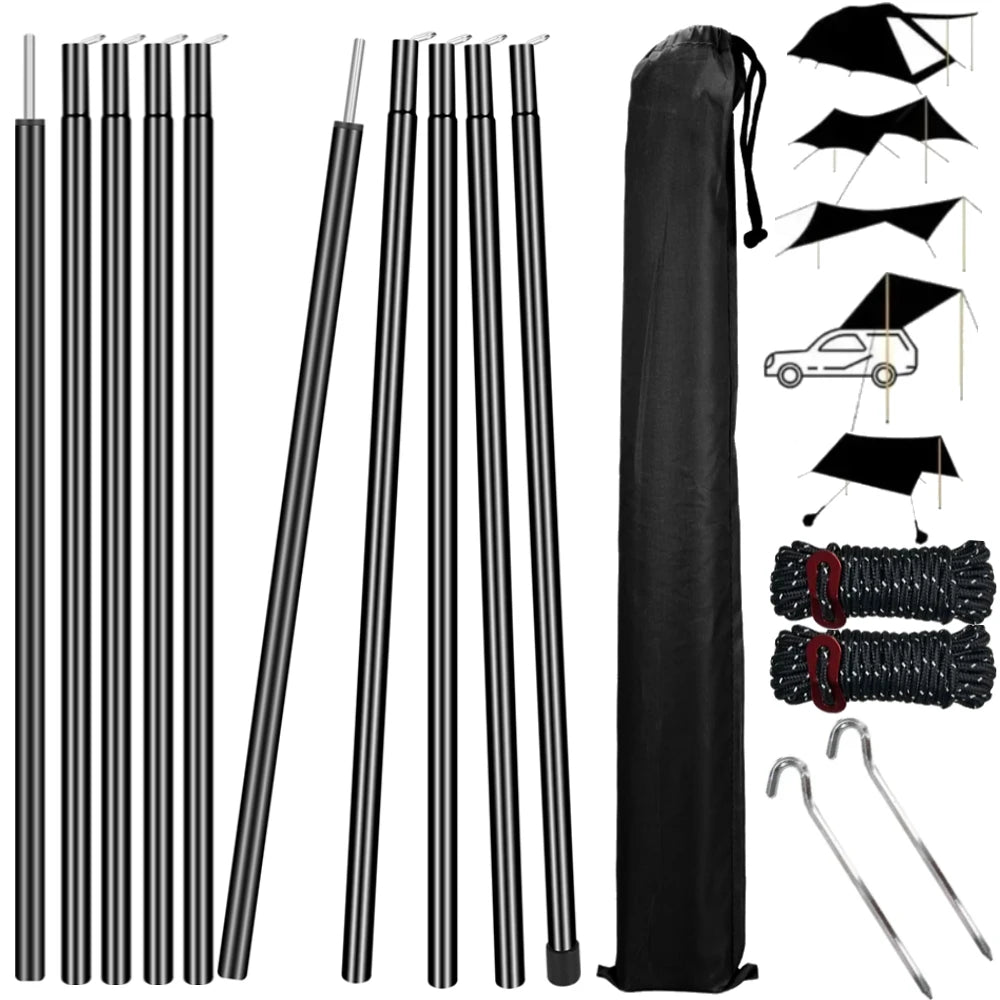 Adjustable Telescopic Tent Poles Set of 2 | Camping Tarp Awning