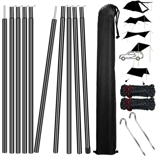 Adjustable Telescopic Tent Poles Set of 2 | Camping Tarp Awning Tent Poles Peaceful Pleasures Health and Wellness