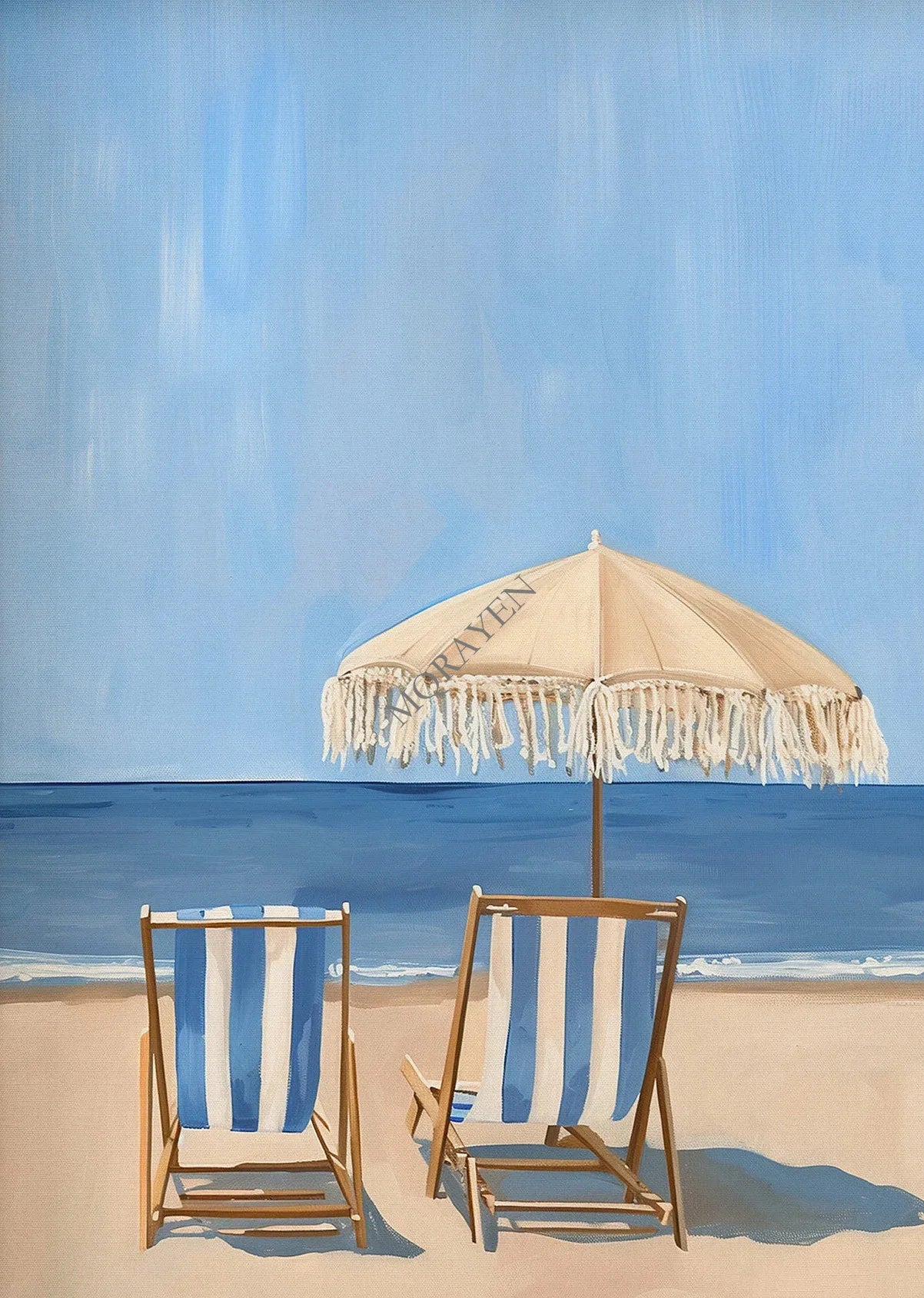 Blue Coastal Canvas Wall Art | Hydrangea Beach Seashell Print