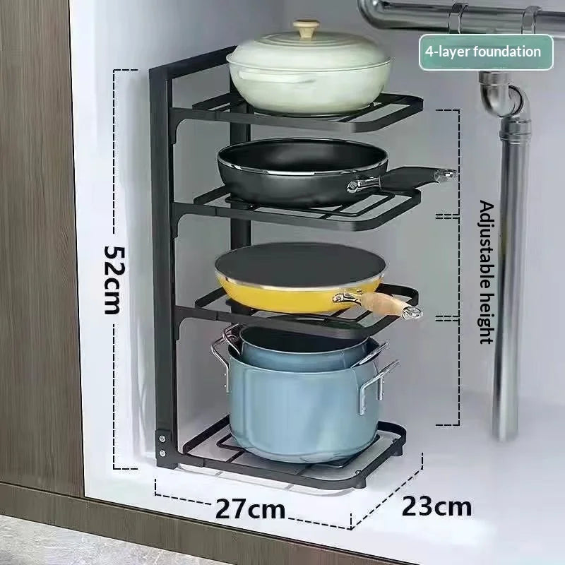 Stainless Steel Multi-Layer Pot Rack Under-Sink Organizer