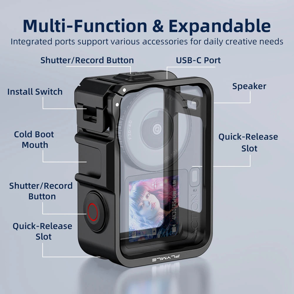 Reliable & Lightweight Protection For DJI Action 6 Camera Frame Vertical/Horizontal Shooting Protective Frame Peaceful Pleasures Health and Wellness Default Title
