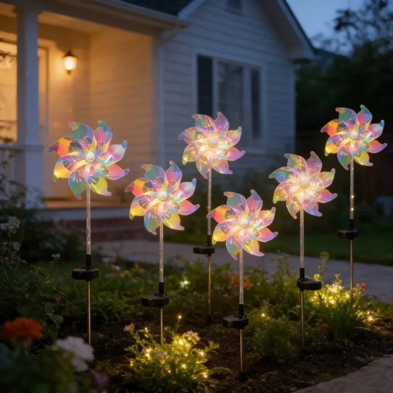 LED Solar Windmill Garden Lights – IP65 Waterproof Lawn Decor