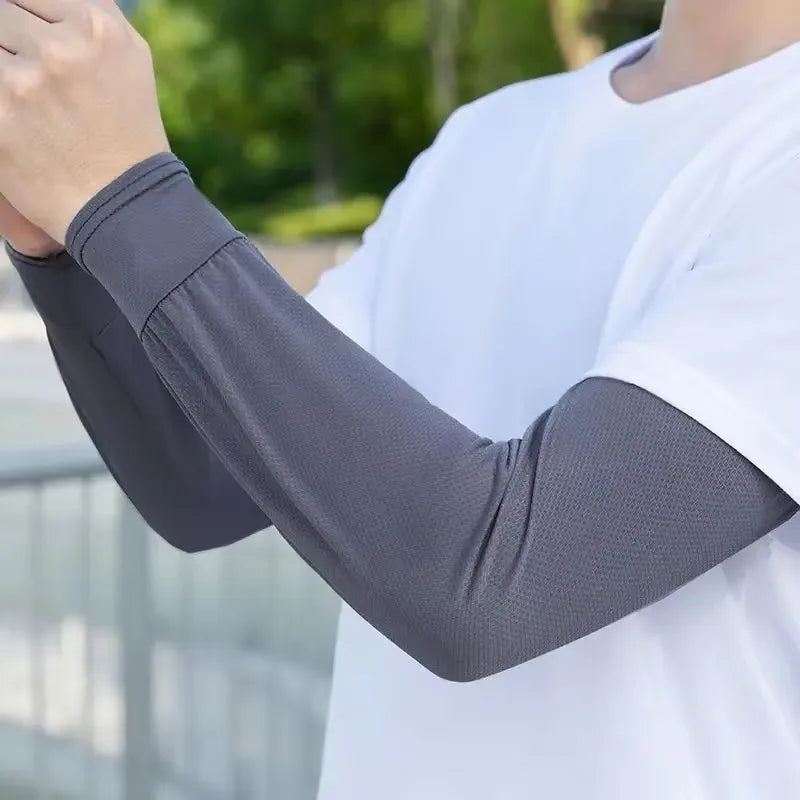 Ice Silk UPF 50+ Sun Protection Arm Sleeves – Unisex Peaceful Pleasures Health and Wellness Dark Gray