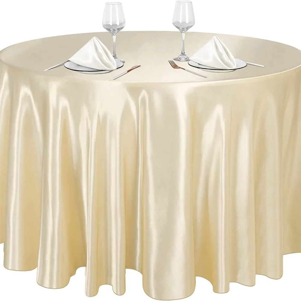 Round Satin Tablecloth | Imitation Silk Banquet Table Cover