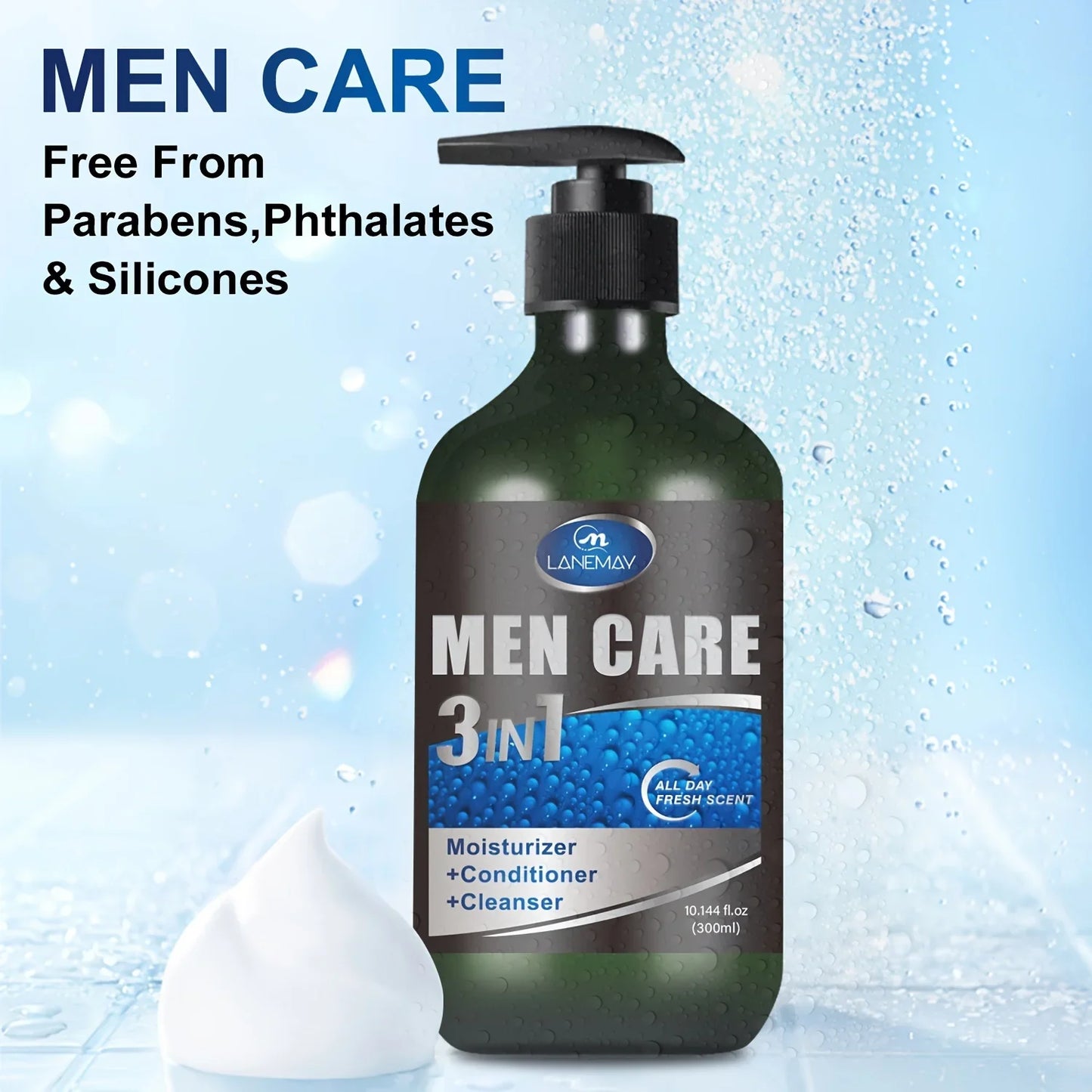 Men's 3-in-1 Body, Hair & Face Wash | Plant-Based Cleanser