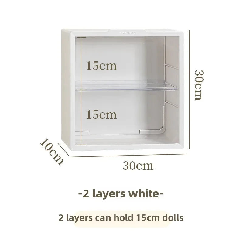 Plush Doll Display Case 2/3-Tier Dustproof | 28cm Cream/White