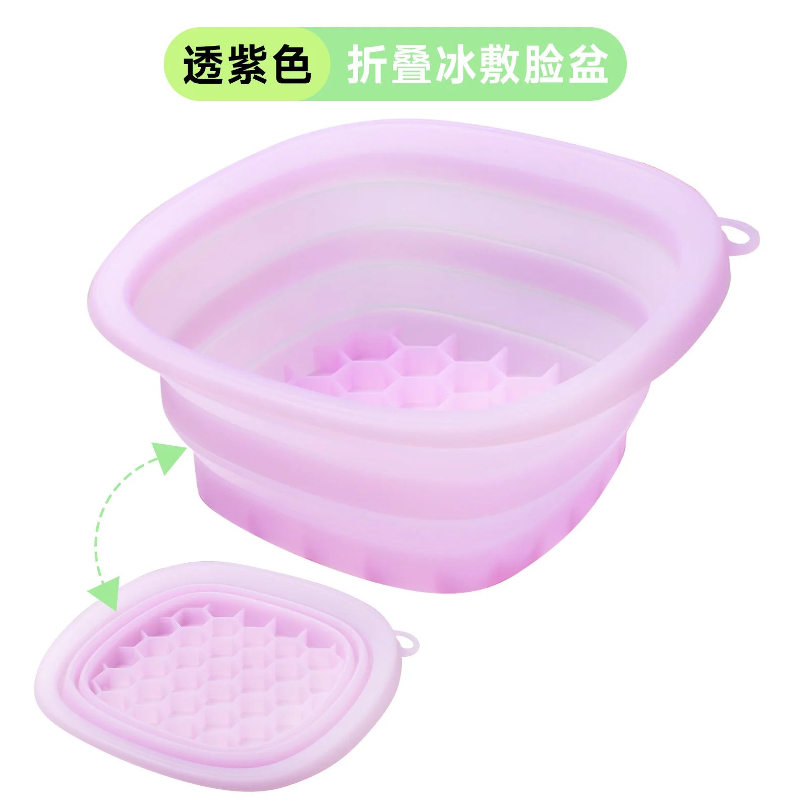 Foldable Face Ice Bath Bowl Facials Plunge Washbasin Silicone Portable Travel Home Skincare Ice Facials Bath Peaceful Pleasures Health and Wellness Purple