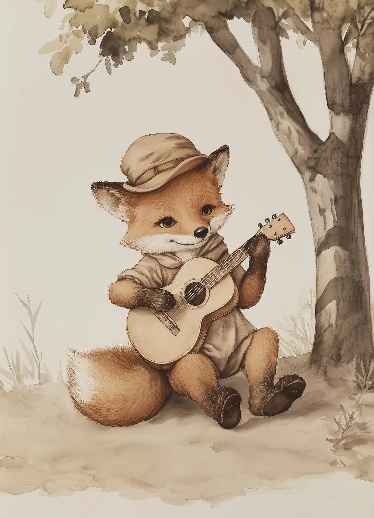 Cartoon Animal Canvas Wall Art | Unframed Modern Poster Print