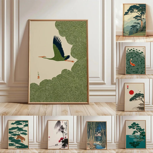 Japanese Tree Canvas Wall Art | Unframed Modern Print Canvas Wall Art Peaceful Pleasures Health and Wellness
