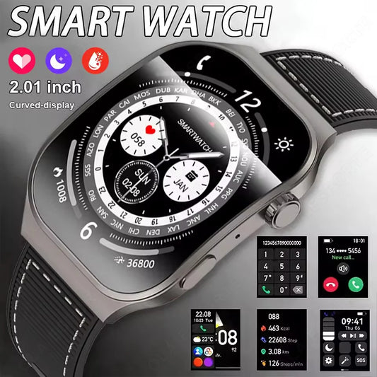 2026 New Bluetooth Call Smart Watch for Men 2.01" HD Curved Screen Sports Watch Health Monitor Smart Watch for Android iOS Peaceful Pleasures Health and Wellness