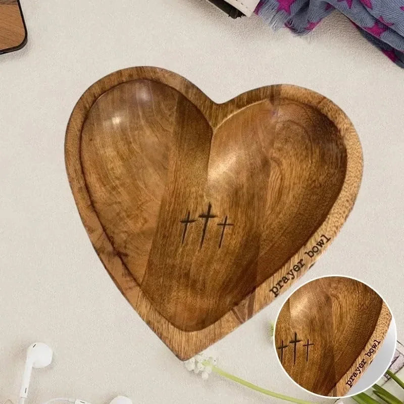 Wooden Religious Christian Congregation Gift Prayer Bowl Gratitude Heart Prayer Bowl Christian Gifts Wood Prayer Dough Bowl Gift Peaceful Pleasures Health and Wellness