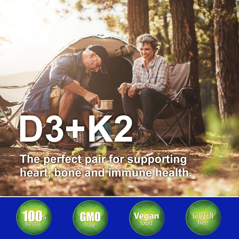 Kexinsh Vitamin D3K2 Capsules 5000iu Vitamin D3 300mcg K2 Support Teeth Bone Heart Health Joint Health Peaceful Pleasures Health and Wellness