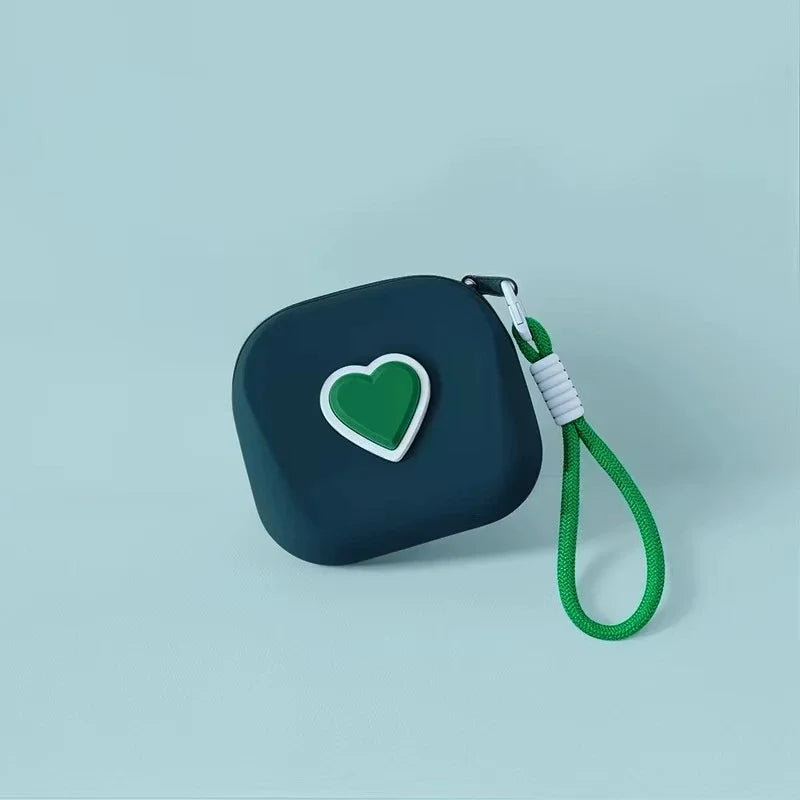 Heart Shaped Portable Silicone Makeup Bag for Women, Travel Waterproof Cosmetic Bag Gifts Zipper Closure Makeup Case with Handle Peaceful Pleasures Health and Wellness Dark green