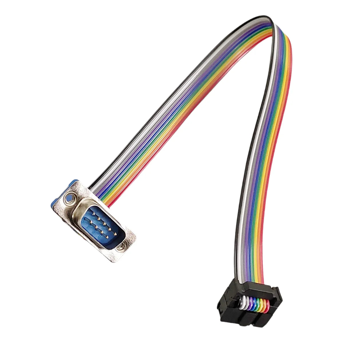 D-Sub DB9 9 Pin Male / Female Connector to FC-10P IDC Female 2.54mm 10 Pin Rainbow / Multicolor Flat Ribbon Cable to DIDC 9P Peaceful Pleasures Health and Wellness