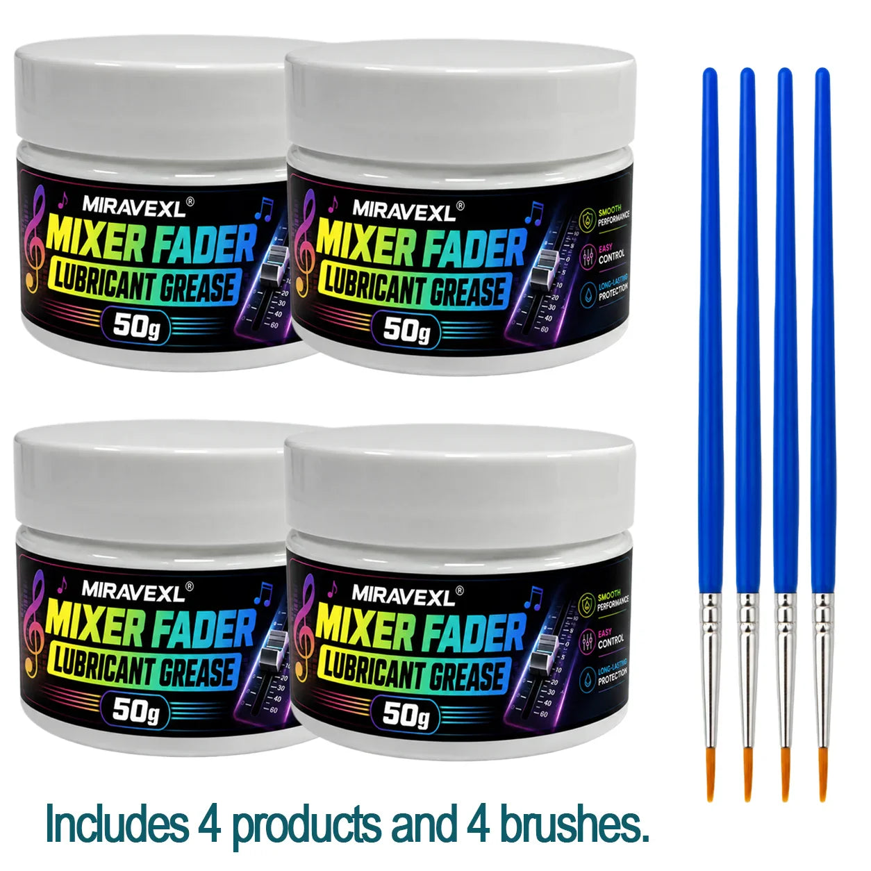 MIRAVEXL 50g Mixer Fader Grease & Brush | DJ Audio Lubricant