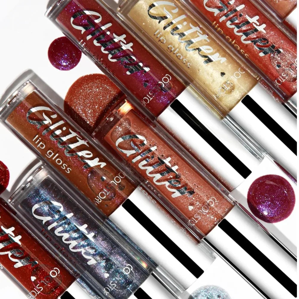 8-Color Glitter Lip Gloss | High Shine Pearl Lip Glaze with Sparkle