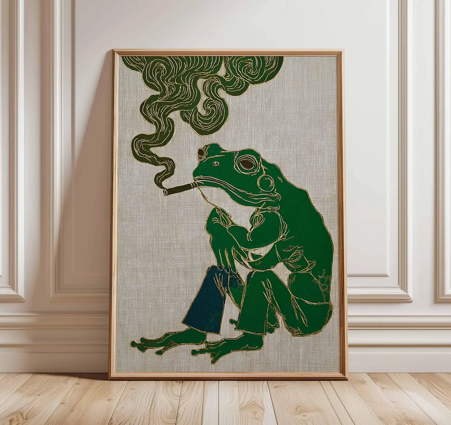 Frog Smoking Cigarette Retro Vintage Canvas Wall Art Poster