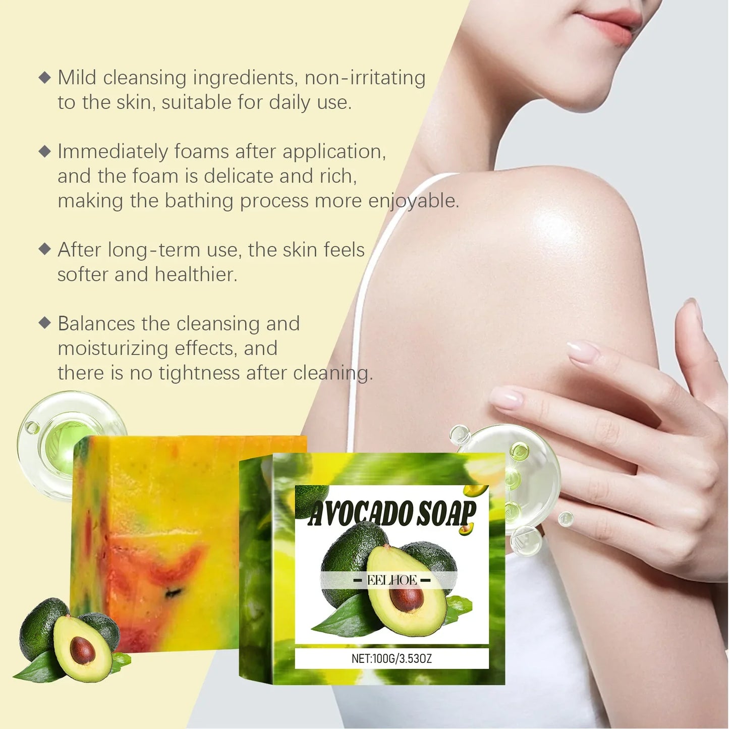 Eelhoe Avocado Soap – Moisturizing, Deep Cleansing Body Bar