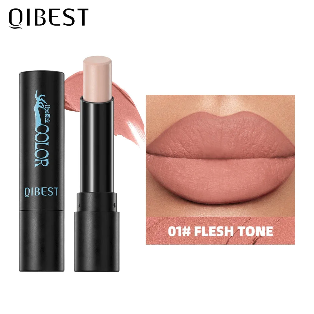 QIBEST Nude Velvet Matte Lipstick Long-lasting Lip Stain Not Stick Cups Lipstick Red Green Orange Black White Lip Tint Makeup Peaceful Pleasures Health and Wellness 01