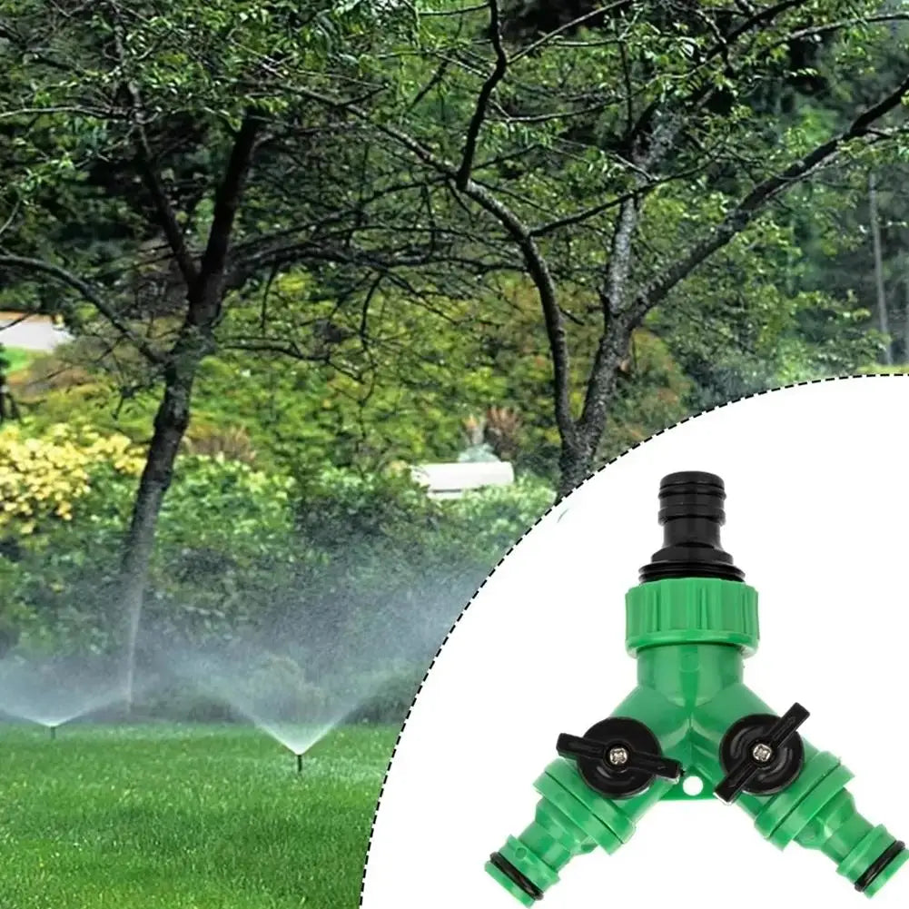 2-Way Garden Hose Splitter Y Connector with Dual Valves