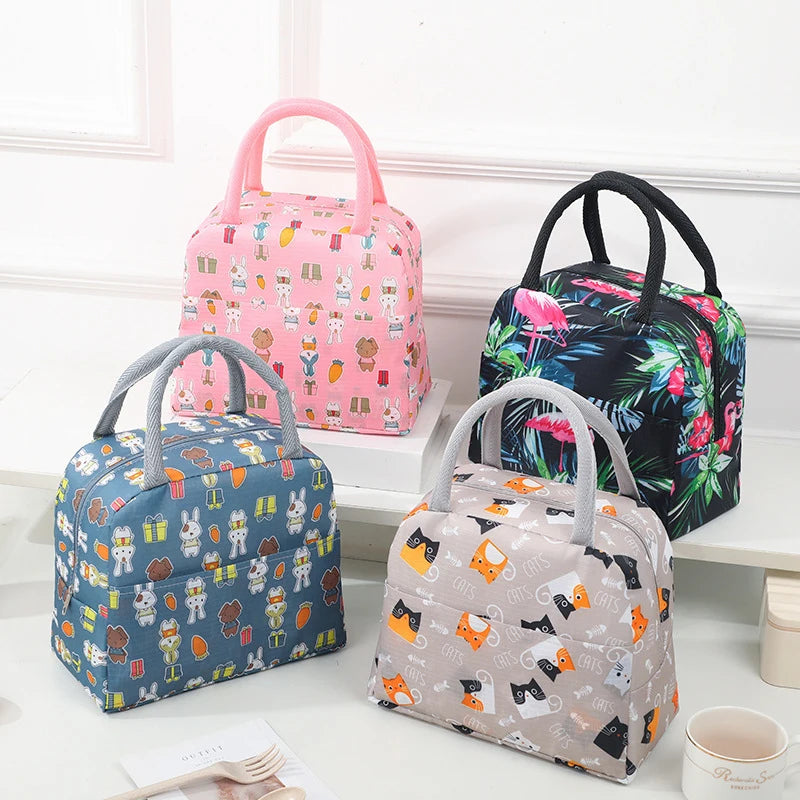 1PC Portable Lunch Bags Thermal Insulation Lunch Box Storage Bag Children's School Lunch Box Bag Picnic Storage Large Capacity Peaceful Pleasures Health and Wellness