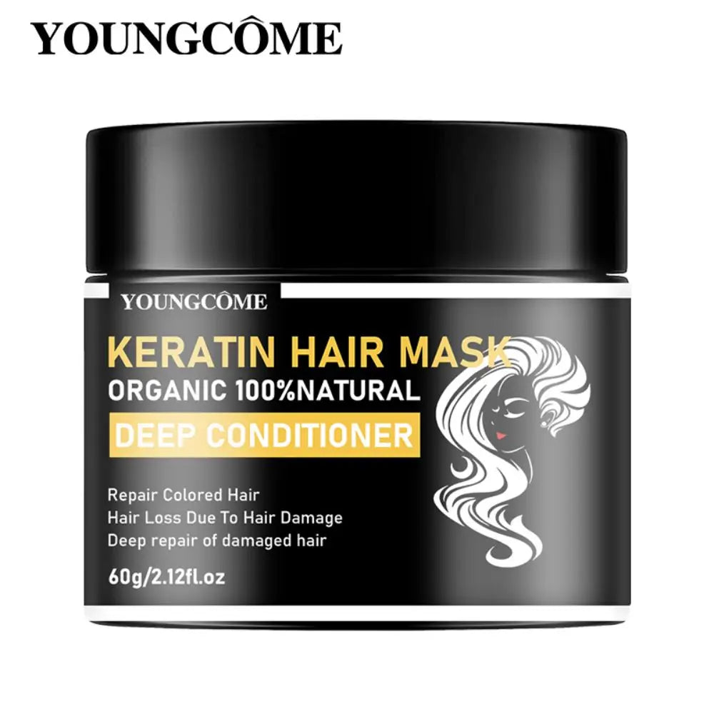 Keratin Hair Mask For Damage Hair Magical Treatment Frizzy Soft Smooth Shiny Professional Hair Straighten Conditioner Scalp Care Peaceful Pleasures Health and Wellness