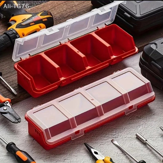 4-Compartment Plastic Screw & Parts Organizer Box with Lid Parts Organizer Box Peaceful Pleasures Health and Wellness